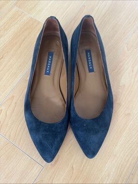 Margaux Navy Suede Pointed Ballet Flats